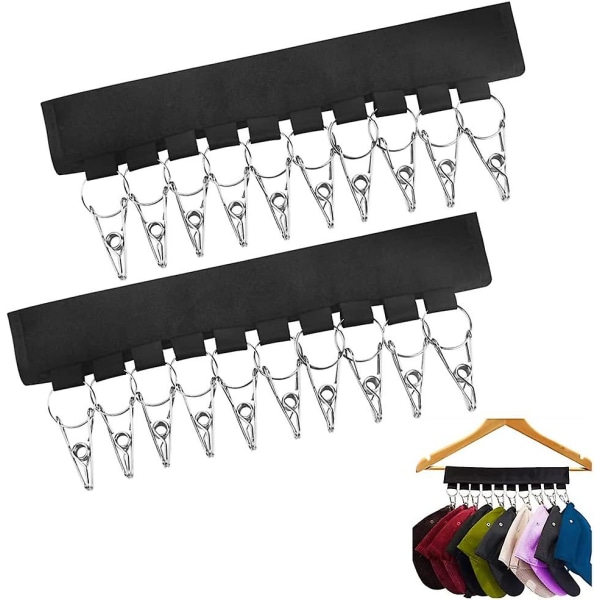 2 stk Caps Stativ Organizer Bomulls- og Jern Caps Holder Organizer Svart Caps Oppbevaring Baseball Caps Holder Med 10 Kroker Henger For Organizer Hatter Scarf(33*