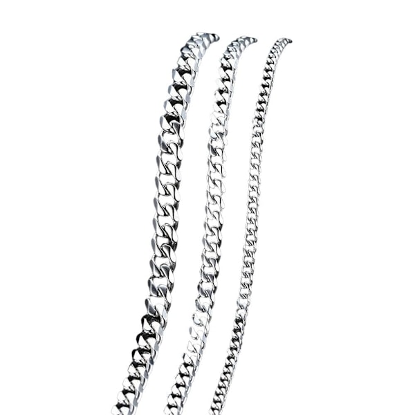 Mænd Simpel Rustfrit Stål Cuban Link Kæde Halskæder Til Mænd Smykker Solid Guld Farve Gave Sekssidet Slibning Cuban Armbånd