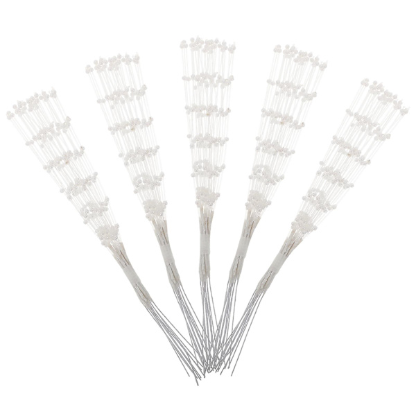 100 st konstgjorda blombuketter med pärlor, pärlplock, pärlbrudbukett, brudbuketter, bröllop, vita pärlor, gren, vit, 20 x 1 cm White 20X1CM