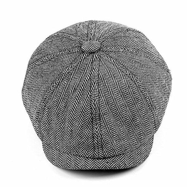 Men's Plaid Herringbone Cap Beret Flat Cap