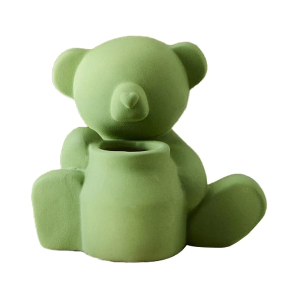 Multifunktionell björnstaty matt textur Keramik i nordisk stil Björnblommavas Hushållsartiklar Grön Green