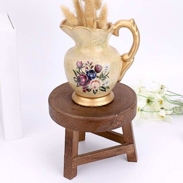 Miniatyr Träpall, 17,8 cm, Presentationspall, Blomkruka, Miniatyr Pall för Oljeväxter eller Bonsai, Inomhus- eller Utomhusdekoration