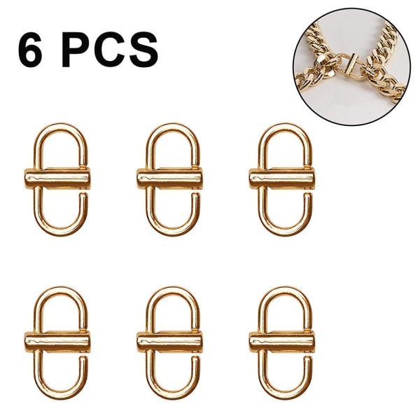 6 stk Justerbare Metallspenner for Kjedeveske, Kjedelinker Mini Klips for å Forkorte Lengden på Metallkjeden Lysgull light gold