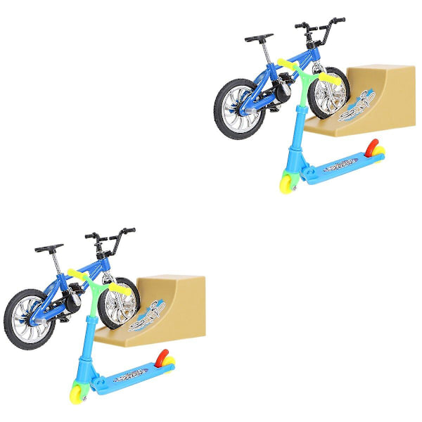 3 Set Mini Fingerleksaker Fingercykel Scooter Ramp Fingertoppssportleksaker Heminredning 2 Set 9,7X6,2X3,8C 2 Sets 9.7X6.2X3.8CM