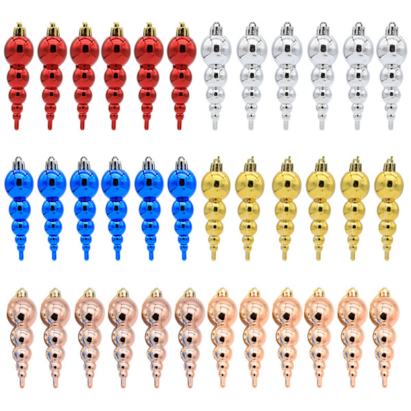 6-pack 4 tum/10 cm Julgranspumpa Sträng Plast Festival Boll Plätering Dekoration Julgranspynt