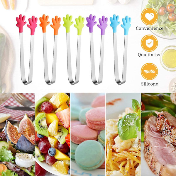 Multifunktionella Mini-mogna Tänger för Mat, 12 Stycken Mini-tänger med Perfekt Utformade Silikonhandformade Tänger Bästa Kökshjälpare för Grill