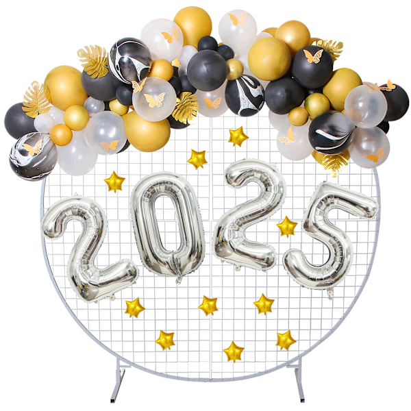 2 SÆT Glædelig Nytår Balloner Sæt 2025 Ballon til Glædelig Nytår Dekorationer 2025 | Nytårsaften Festartikler 2025