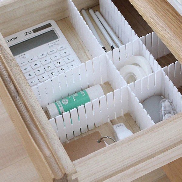12 st Lådindelare Garderob Kläder Expanderbar Lådorganisatör (37*7cm) VIT WHITE