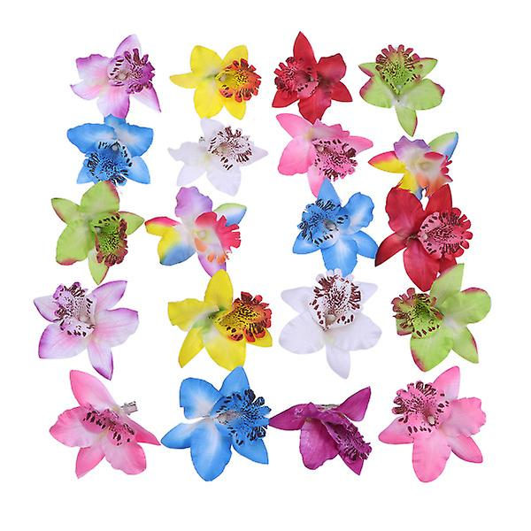 20 stk Hårklipp med Blomster, Flerfargede Thai Orchid Barrettes Hårtilbehør Hårnåler til Bryllup Sommerferie Fest Strand