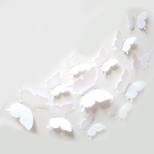 24PCS 3D Butterfly Wall Decal Removable Stickers Decor for Kids Room Decoration Home and Bedroom Mural White