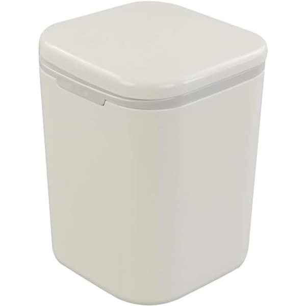 RYI)Minibøtte for skrivebord med trykknapp og lokk - 1,8L (Hvit)