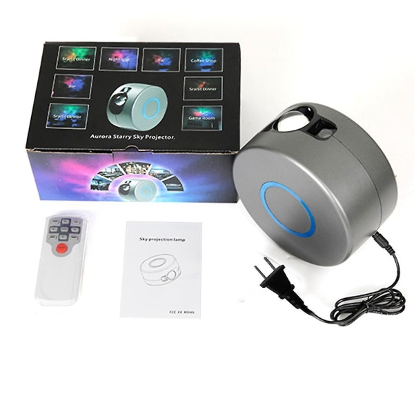 Ny Stjernehimmel Projeksjonslampe Fargerik 3D Visjon Led Laser Nebula Lampe Led Projeksjonslampe For Barn, Rom, Ferier, Bursdagsselskaper Grå Grey US Plug