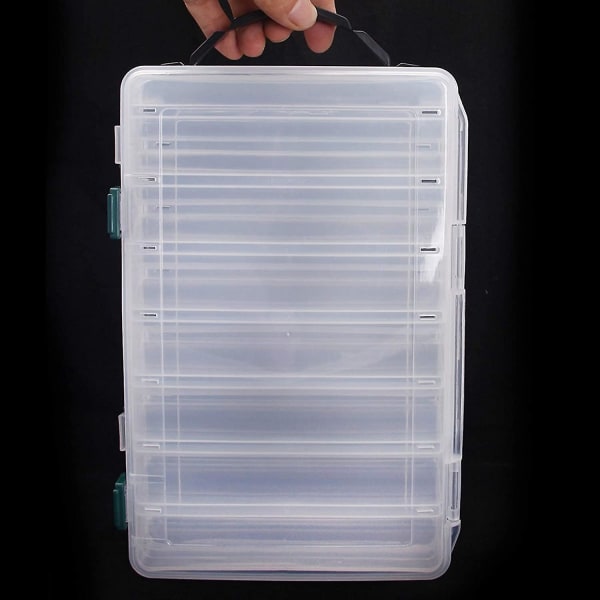 Transparent locklåda, fiskeverktygslåda 14 fack Fiske Plastförvaringslåda Dubbelsidig locklåda Tillbehör Box lockbehållare (27x17x4,7)