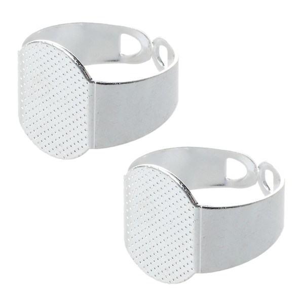 20 st 15 mm Silver Oval Justerbara Ringhållare för Smyckestillverkning