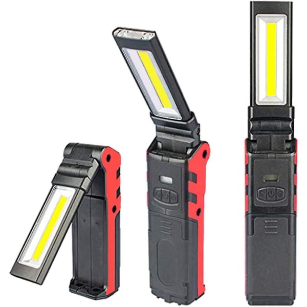 Uppladdningsbar USB -arbetslampa, ficklampa med kolvlampa, LED-inspektionsljus med magnetisk bas för campinglampa för garage, camping, nödsituation