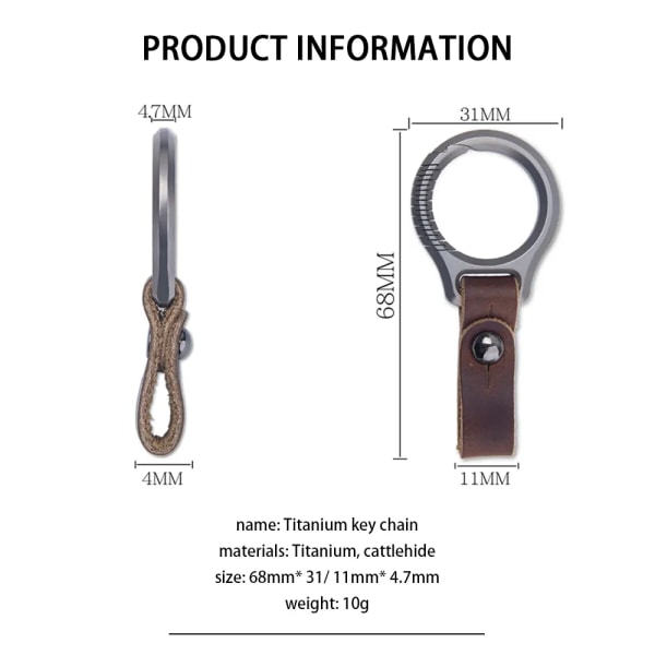 Nyckelhållare för bilnyckel, Titannyckelkedja för bilnycklar, Lädernyckelring för män, med skruvmejsel