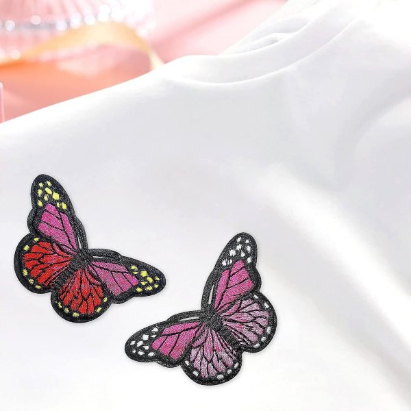Rose-sommerfugllapper med 34 pakker som er kompatible med jakker, jeans, håndverk