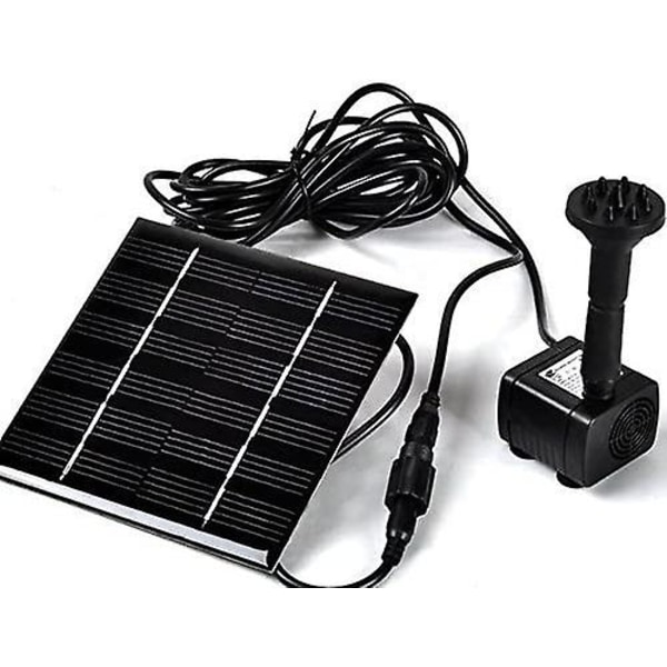 Solcelled Vandpumpe - Havefontæne, Pool Sprinkler, Damppumpe, Akvarium, Fiskedam Med Separat Solpanel Og 3m Lang Kabel Og 4 Sprinkleradaptere
