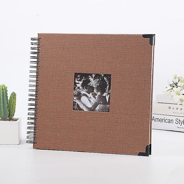 Spiralbundet Fotoalbum DIY Fotoalbum Familie Bryllupsdag Baby Ferie Fotoalbum Brun Brown