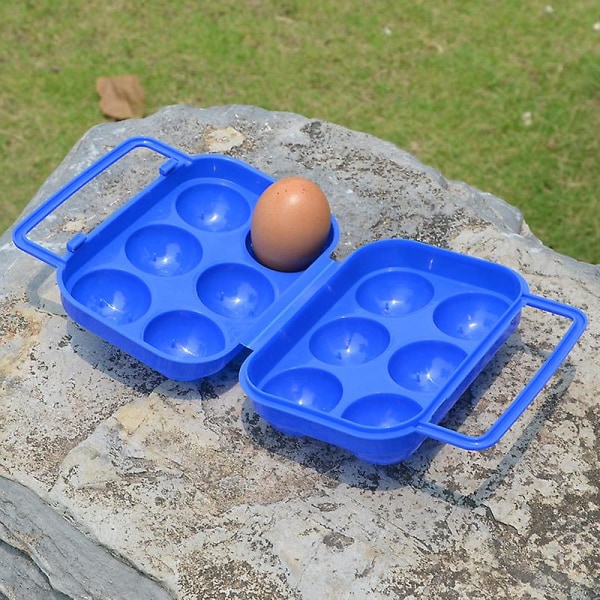 Hållare Picknickhållare Bärbricka Utomhus Håller Förvaringsgaller Icke-splittrande Ägghållare Vandring Hopfällbar Camping Portabel Ägg Blå Förvaring För Behållare