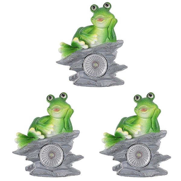 3 stk Froskformede Solcellelamper Kreativ Hjemmedekor Lys Hage Landskapslampe 3 stk 9,5X5X11,5CM 3 pcs 9.5X5X11.5CM