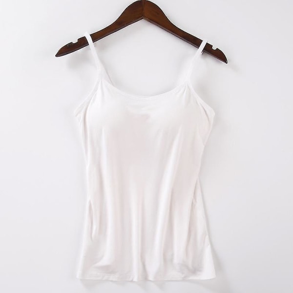 Dam Vadderad Inbyggd Modal BH Tränings T-shirts Löpartröjor Yoga Linne XL Vit XL White