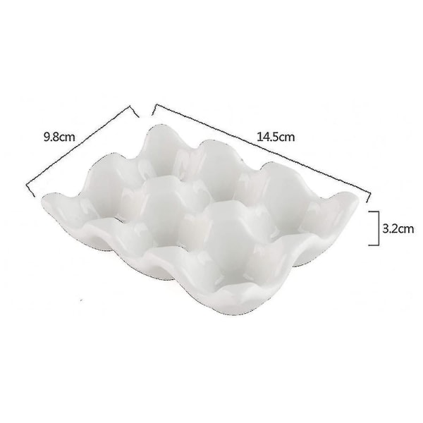 Keramisk äggtallrik, kylförvaring och tillagningsbart ägg Dekorativ låda i porslin 6 gitter ägghållare