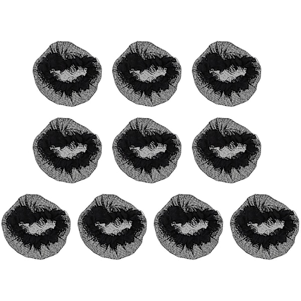 10 stk Hårnett for Dansere, Mesh Bun Snood Hårklipp Bun Cover Ballet Dans Bun Cover Svart Black 10X10cm