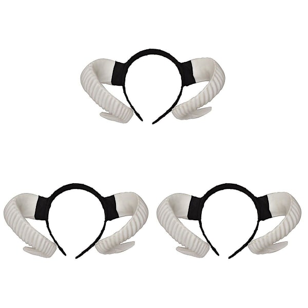 3 kpl Tekoeläinten lampaan sarvet pääpanta Cosplay hiukset suorituskyky hiusnauha hiuslisävarusteet valkoinen 3 kpl 3pcs