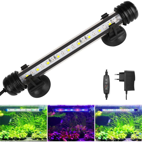 (15,35 tommer) Let undervands fiske tank lys med timer automatisk tænd/sluk, LED akvarium lys bar 3 lystilstande dæmper justerbar lysstyrke