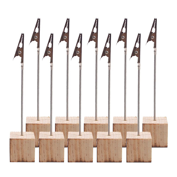 20 stk. Træbase Bord Navnekort Klips Træ Pladskort Holdere Hjemmeforsyninger 13X2.5cm 13X2.5cm