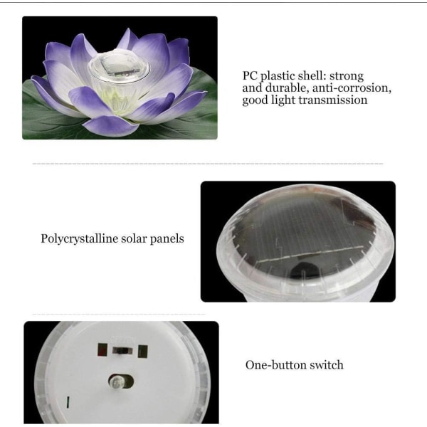Vedenpitävä aurinkoenergia monivärinen LED-väriä vaihtava Lotus-kukkalamppu ulkona kelluva puutarha-allaslampi (#1)