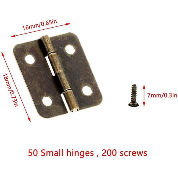 Yueqin 50 Pieces Antique Bronze Mini Hinges Folding Hinge Diy Connectors Small Hinges With 200 Replacement Nails For Wooden Box Jewelry Box Cabinet Di