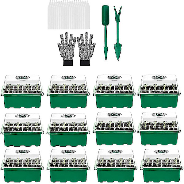 Indendørs Drivhus Propagator Mini Drivhus Vinduekarmsæt Kompatibel Med Frøplante Spiring (12 Pie