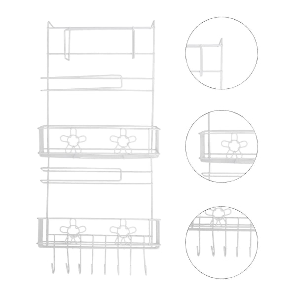 1 stk Kjøkken Henge Oppbevaringsstativ Kjøleskap Sidevegg Oppbevaringsramme (hvit)Hvit68x28cm White 68x28cm