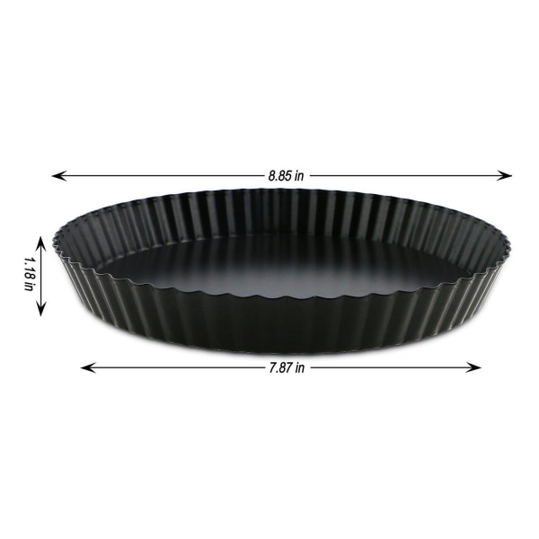 2st 8,8 tum non-stick avtagbar lösbottnad quiche-tärtpanna, tårtpajform, rund tårt-quiche-panna med avtagbar botten (svart)