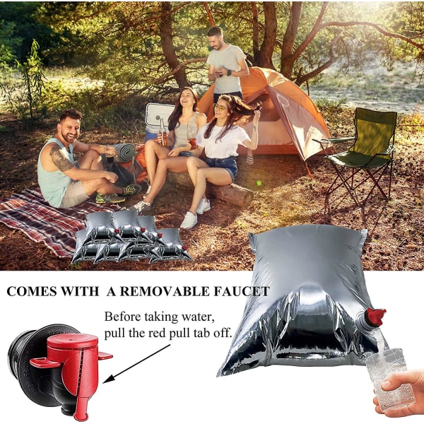 12 x 10L Vandpose, Sammenklappelig Vandflaske Med Hane, Aluminiseret Bib Nødhydreringspose Steril Vandreservoir Til Vandreture Camping Drikke H