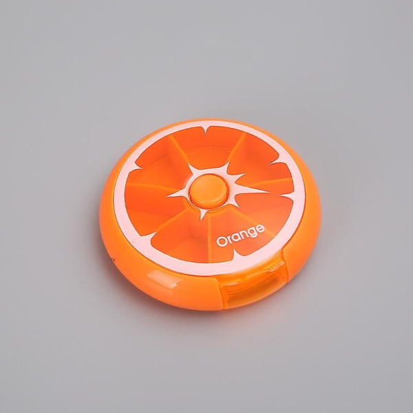 Bærbar, roterende pille-arrangør Rejsemedicin-tabletholder Opbevaringsboks til æske (3 stk, orange)