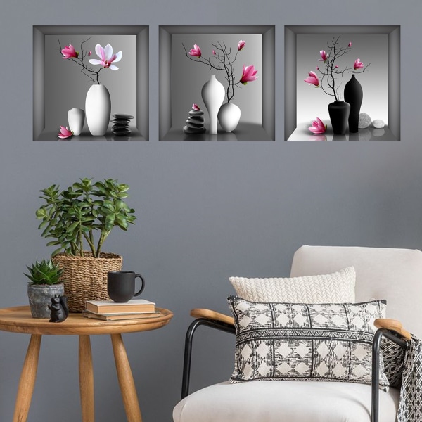 3 kpl Orkidea Canvas-taulu Elegantti Puu Maljakossa Garland-maalaus Moderni Kuvio Kuva Koti Sisustus Seinätaide Canvas Itsekiinnittyvä Cham