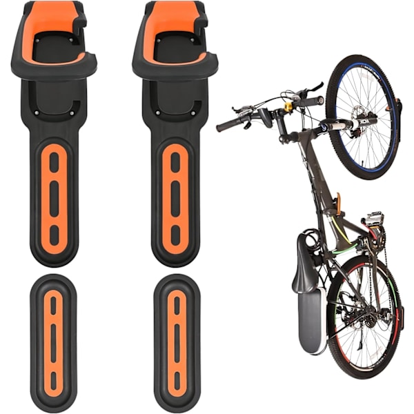Väggmonterat cykelställ 2-pack med däckbricka, cykelväggkrok, cykelställ för garage, cykelhållare, cykelhängare, förvaring, vertikalt cykelställ