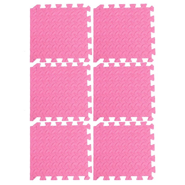 6 stk Tykke Eva Bladkorn Fliser Interlocking Fliser Patchwork Gulvmatte Beskyttende Pute Splicing Pink 30X30CM