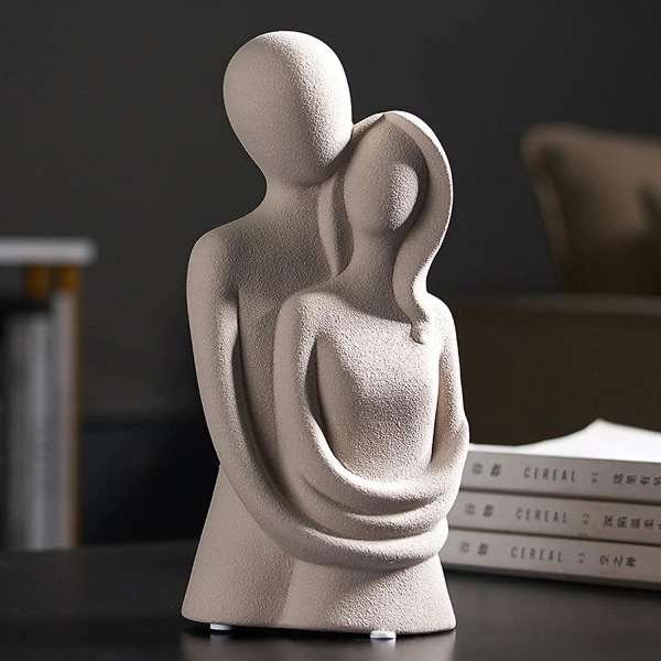 Moderne abstrakt keramisk skulptur - kontor eller hjemmeinnredning - par - grå