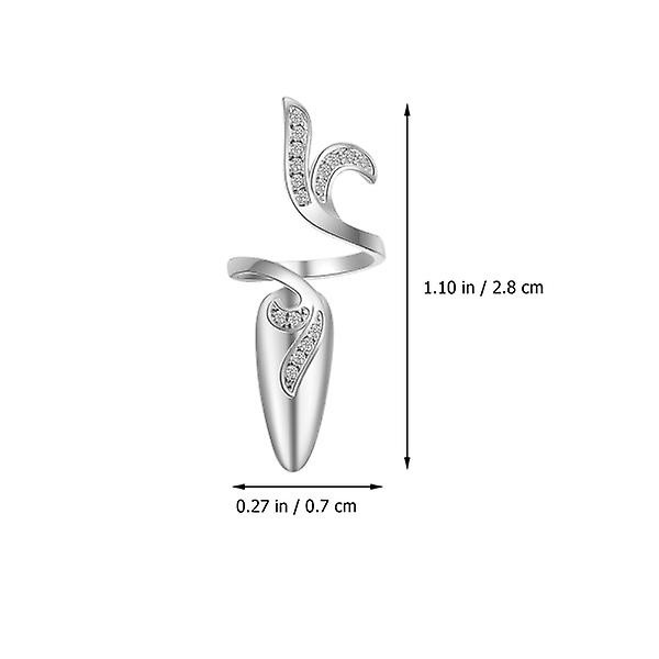 4 stk. Åbne Fingerneglringe Kvinder Negle Dekorative Ringe Rhinestone Legering Ringe Sølv 2,8x0,7cm Silver 2.8x0.7cm