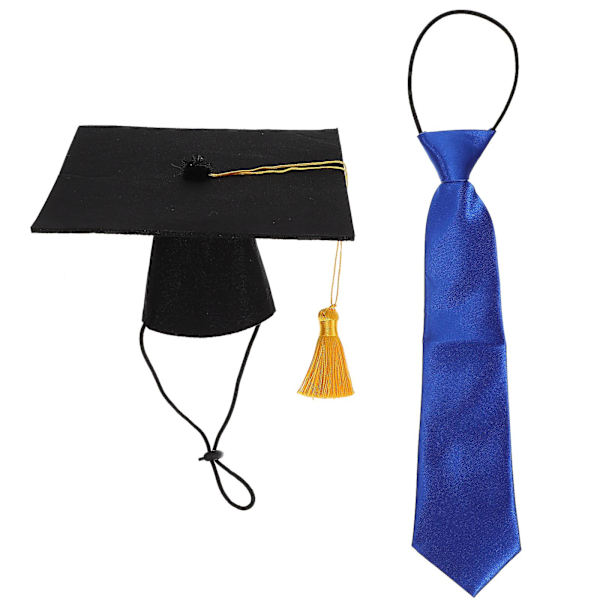 1 Sæt Graduation-tema Hundetøj - Sød Hvalpe Doktorhat og Sløjfe - Blå 16,5X16,5X8 Blue 16.5X16.5X8CM