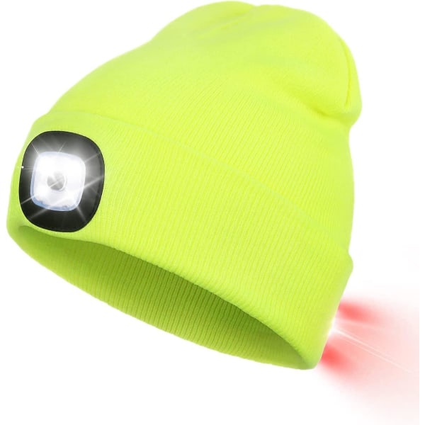 Beanie Hat With Led Light On Front And Back, Usb Rechargeable Headlamp, Knitted Hat With Light For Jogging, Camping, Cycling