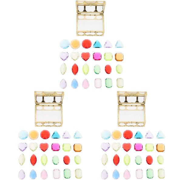 5 Set Färgglada Ädelstensleksaker Barn Skattkista Förskola Ornament 3 Set 7,5x5,3x5cm 3 Sets 7.5x5.3x5cm