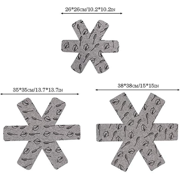 15 kpl Kattilat ja Paistinpannut Suojaimet Kattilat ja Paistinpannut Suojaimet Keittiövälineet Pannut Erotin Suojauspehmuste Liukumaton Pannut Harmaa