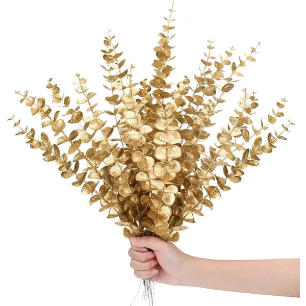 Kunstig plast gyldne planter 15" høye 30 stk, julepynt falske busker til bryllup hotell hall fest innendørs hjemmebord DIY dekor planting