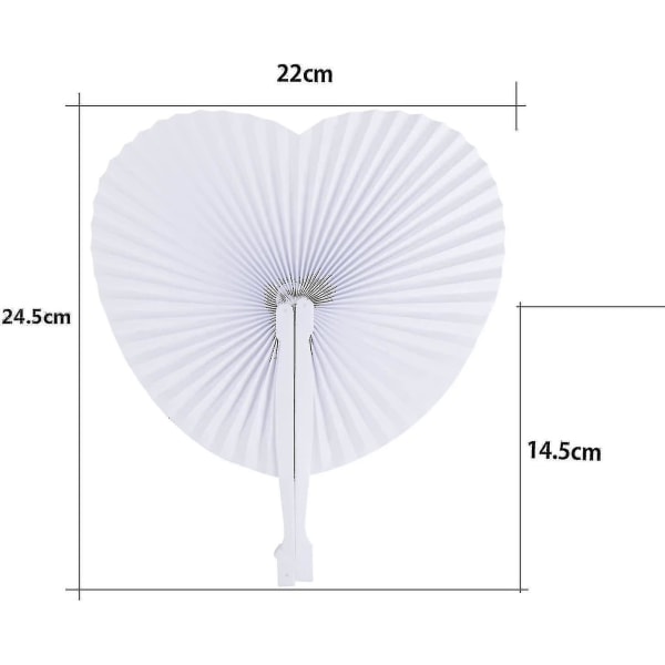 24 kpl Hääpaperi-tuulettimet Sydämenmuotoiset Valkoiset Paperituulettimet Taitettavat Taskutuulettimet Hääsuosioksi Juhliin