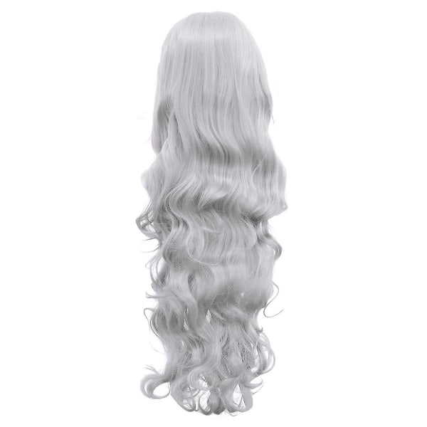 80 Cm färgglada långvågiga lockigt hår peruker med lugg Cosplay peruk Lolita Style Anime Cosplay peruker(silv Grey